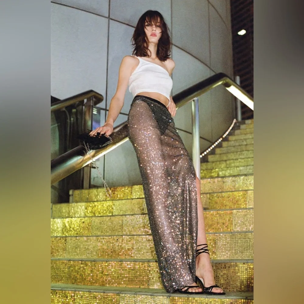 Diamanté mesh maxi skirt - Picture 1 of 2